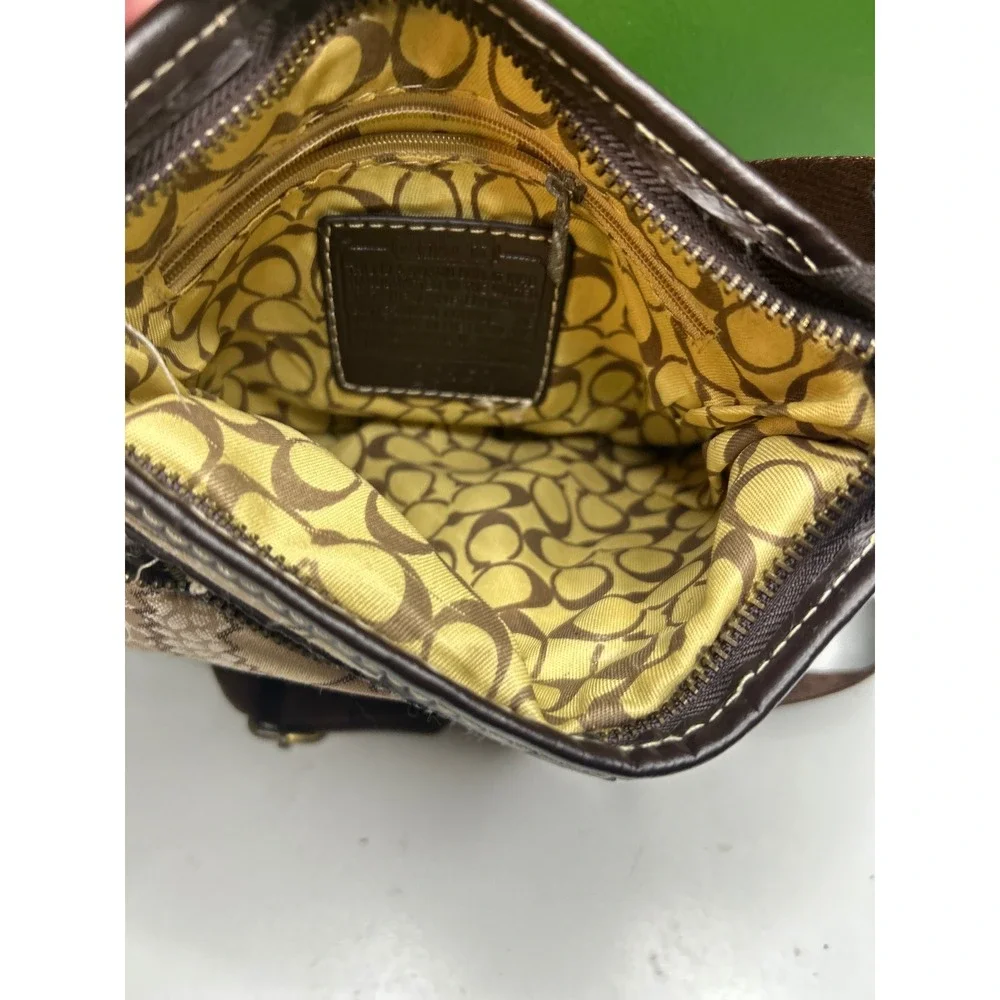 Coach Optical Signature Crossbody Bag Brown Tan Canvas Leather Turnlock 10403